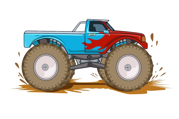 Adventure off road monster truck illustration Premium Vector