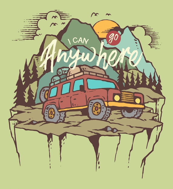 Adventure offroad car Premium Vector