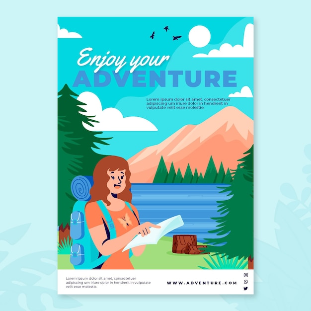 Free Vector | Adventure vertical flyer template