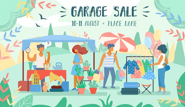 Advertising poster inscription garage sale flat Vector | Premium Download