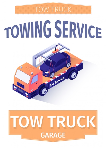 Advertising Text Poster For Modern Towing Service Vector Premium