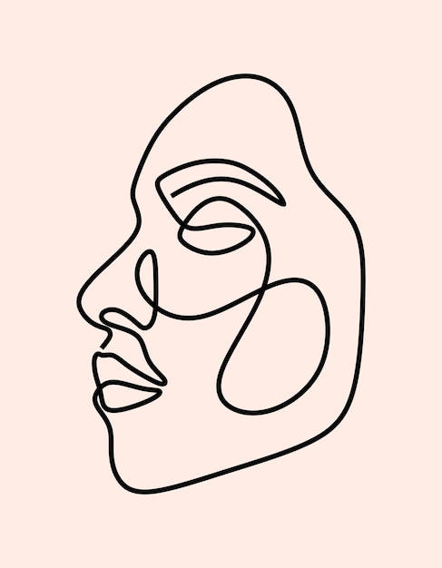 Premium Vector | Aesthetic abstract woman face oneline continuous ...