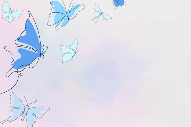 Free Vector Aesthetic Butterfly Background Blue Border Vector Animal Illustration