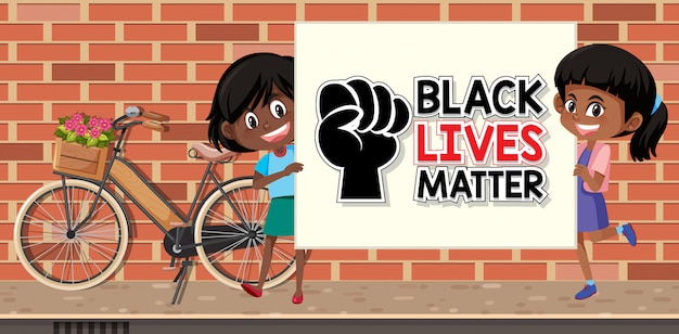 Premium Vector | African-american girls holding black lives matter banner