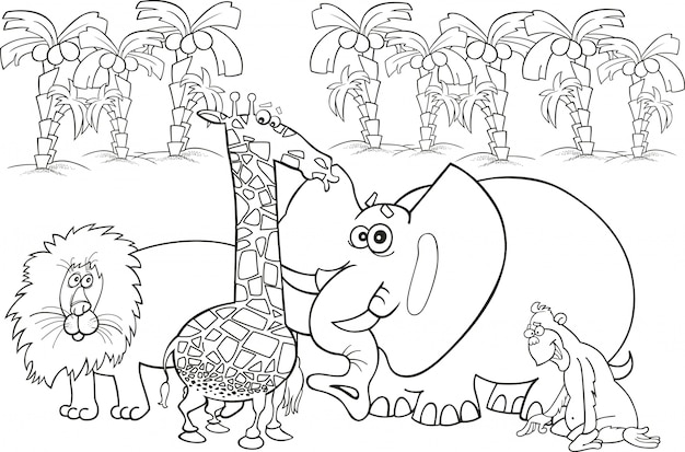 Premium Vector | African animals for coloring