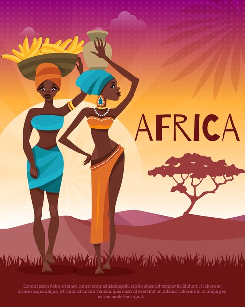 Free Vector | African culture tribal traditions flat poster