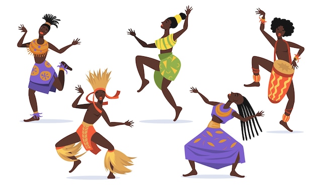 Free Vector | African female dancers flat set for web design. cartoon ...