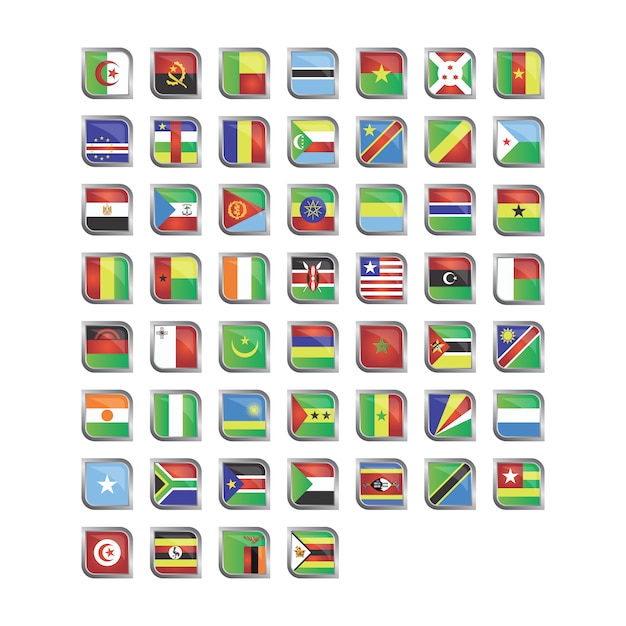 Download African flags icon collection Vector | Free Download