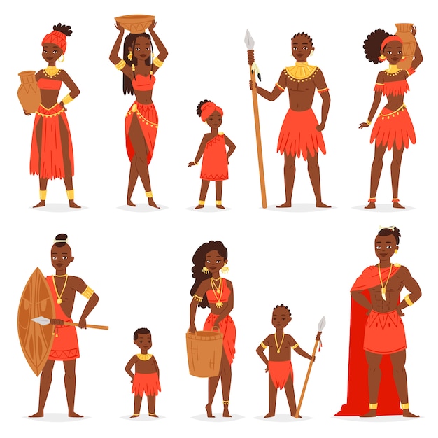 Premium Vector | African people black man beautiful woman character in ...