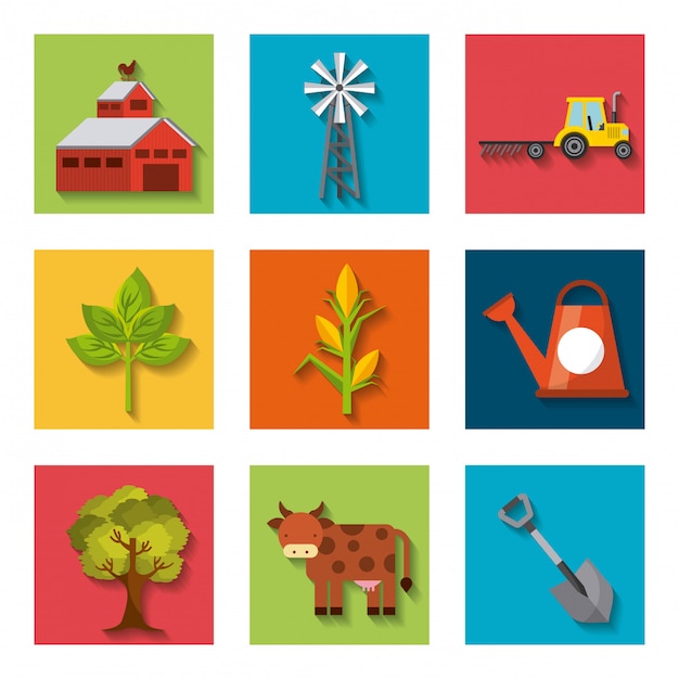 Premium Vector | Agriculture production set icons