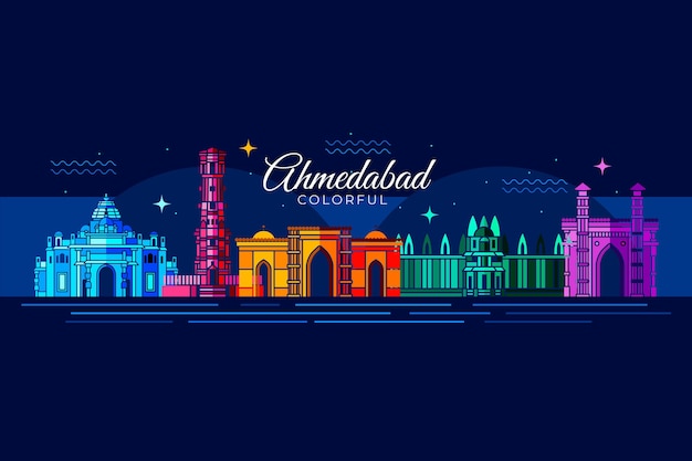Free Vector | Ahmedabad skyline in the light of night