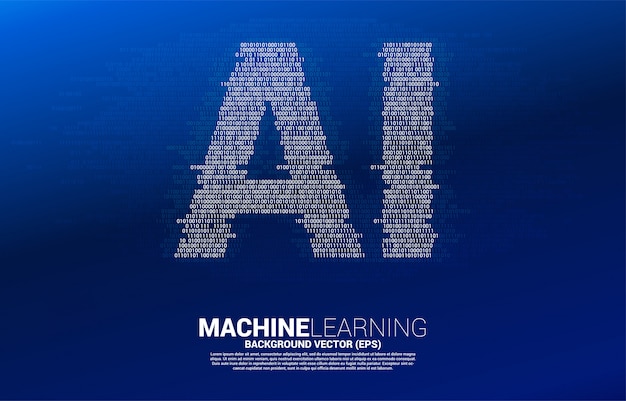 Ai from one and zero binary code digit matrix style Premium Vector