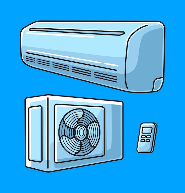 Premium Vector | Air conditioner equipment cartoon easy editable