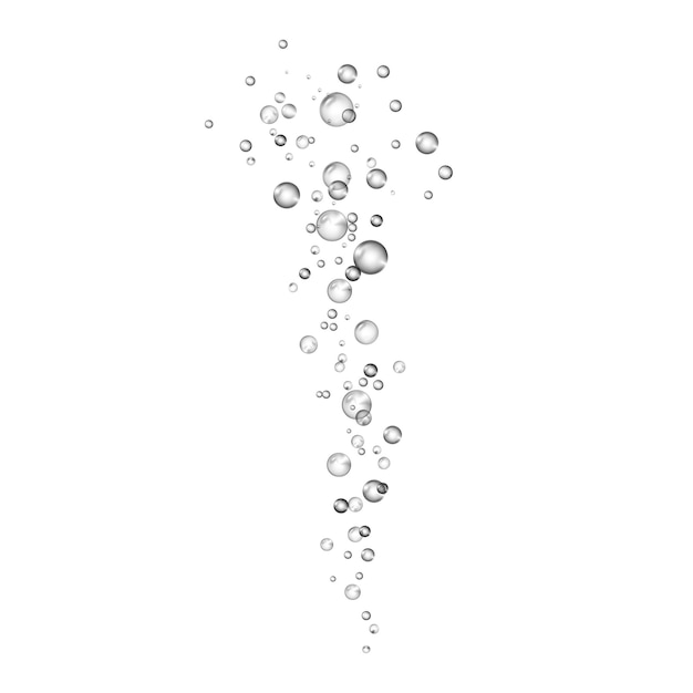 白い背景で隔離の空気透明な泡 水中フィズリアルな酸素ボール ストックイラスト プレミアムベクター