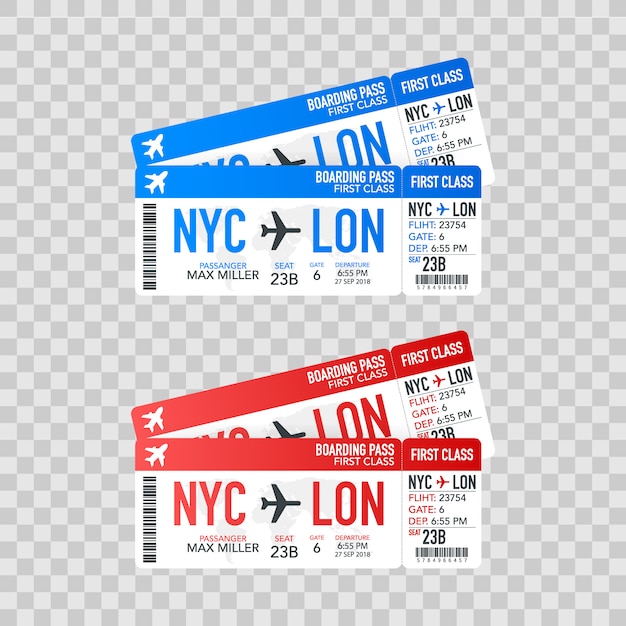 Airline Boarding Pass Tickets To Plane For Travel Journey