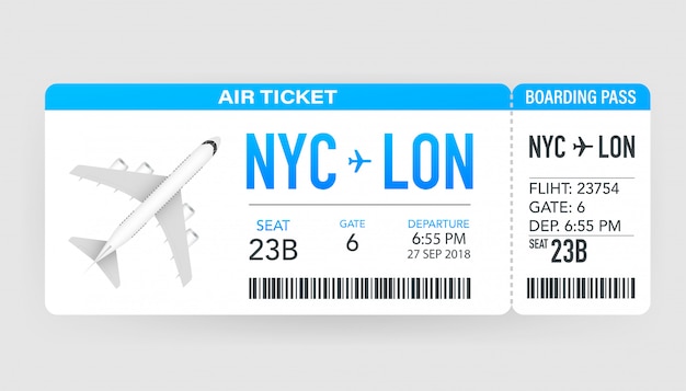航空会社の搭乗券は 飛行機で旅行に出かけます 航空券 図 プレミアムベクター