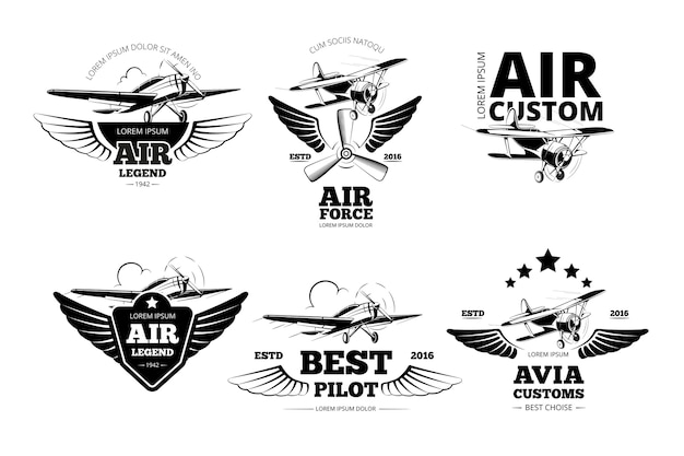 Free Vector | Airplane emblems vector labels. aviation logo, flight and ...