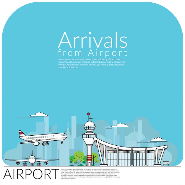 Premium Vector | Airplane landing for arrival from airport terminal