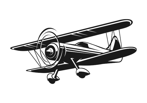 黒と白の飛行機のシルエットイラスト プレミアムベクター