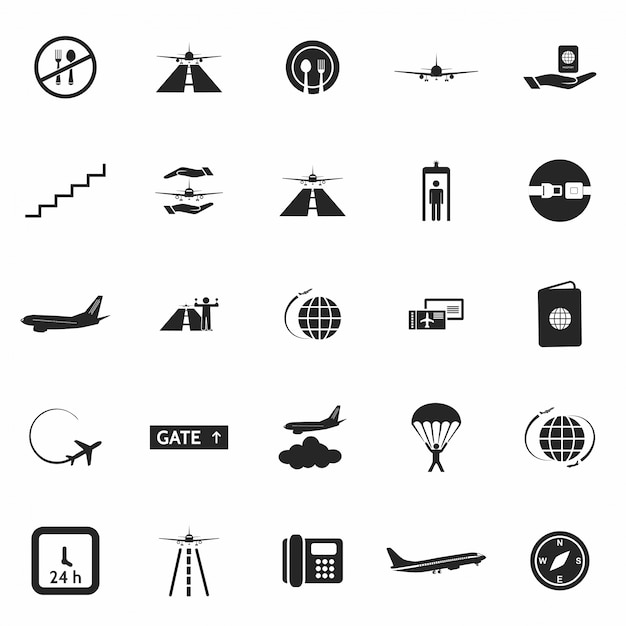 Download Free Vector | Airport icon set