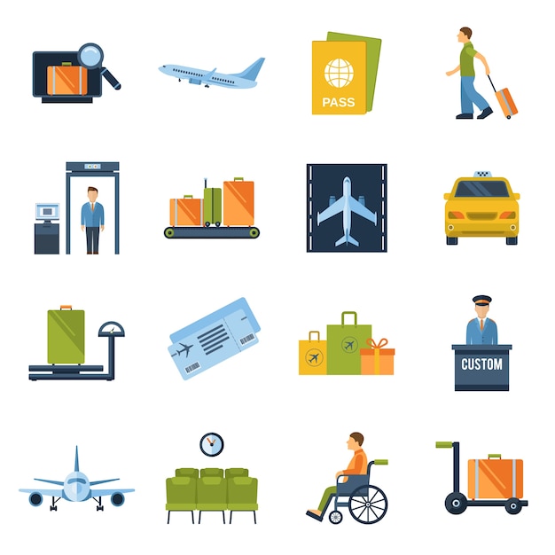 Download Airport icons flat Vector | Free Download
