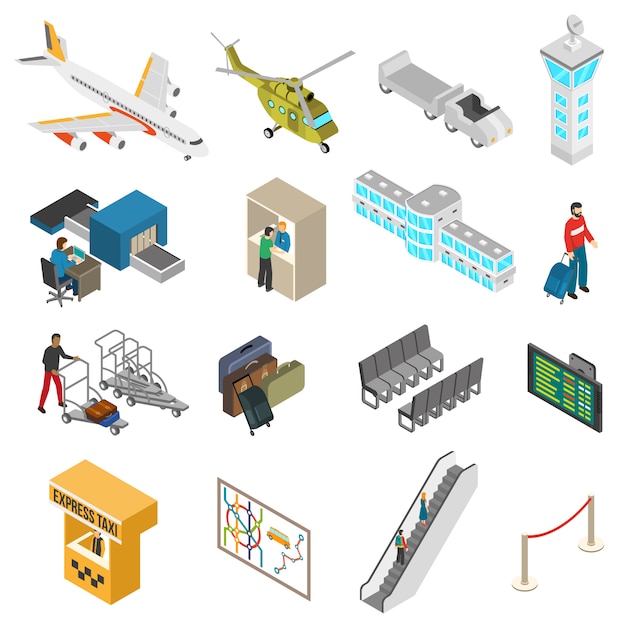 Download Airport icons set | Free Vector