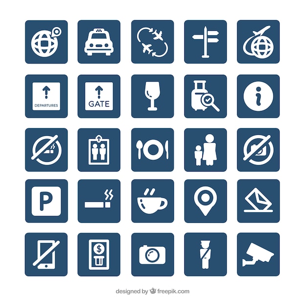 Download Airport icons set Vector | Free Download