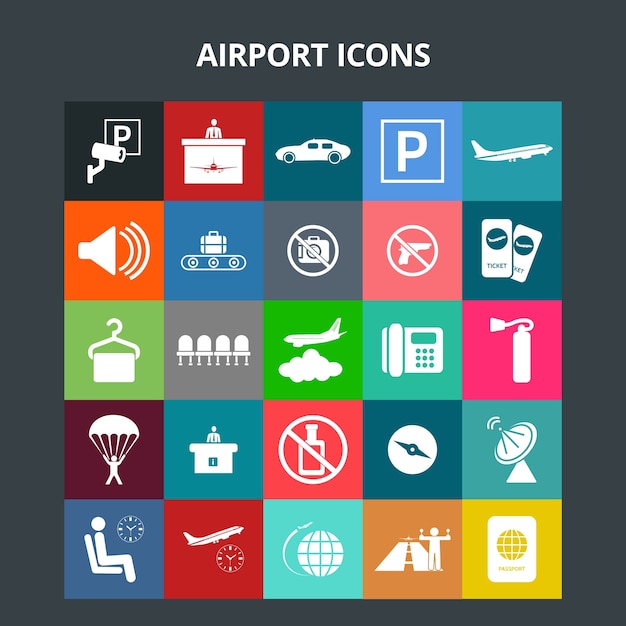 Download Airport icons | Premium Vector