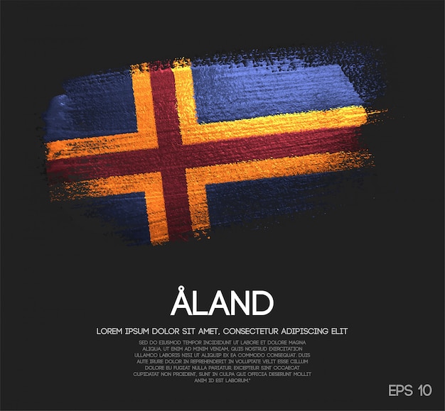 Premium Vector Aland Islands Flag Made Of Glitter Sparkle Brush Paint