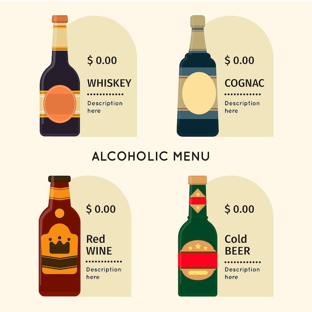 Premium Vector | Alcoholic menu