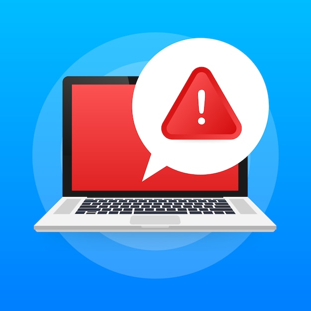 Premium Vector | Alert Message Laptop Notification. Danger Error Alerts.