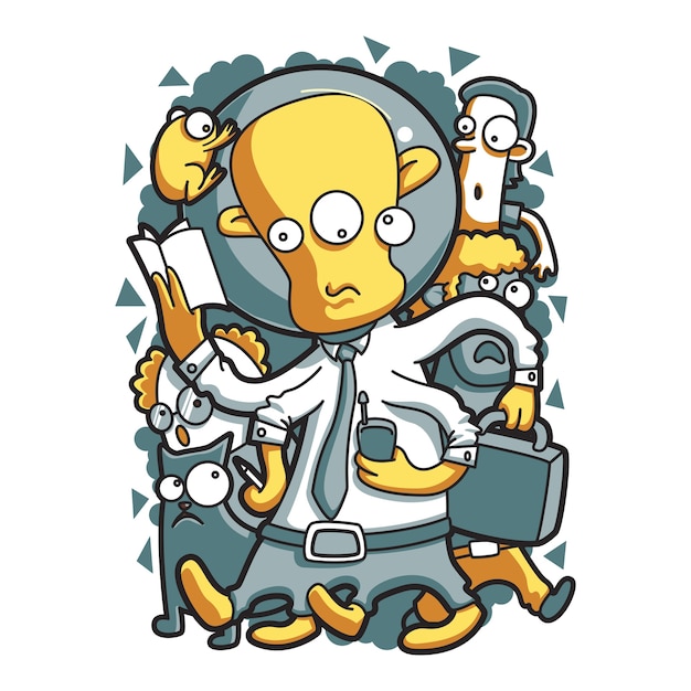 Premium Vector | Alien worker character