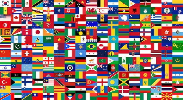 All national flags of the world . background style Premium Vector