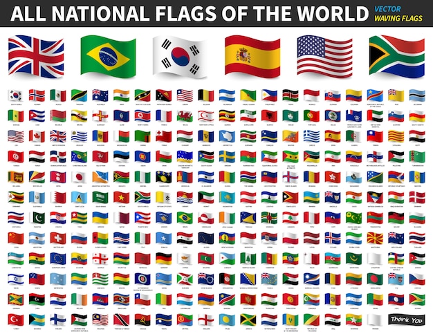 Premium Vector All National Flags Of The World Waving Flag Design