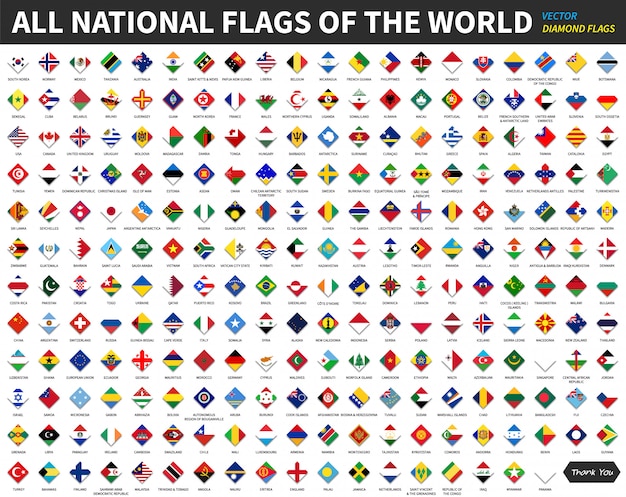 Premium Vector | All official national flags of the world. diamond or ...