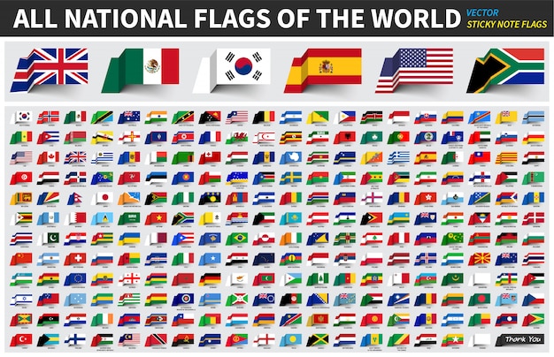 Download All official national flags of the world Vector | Premium ...