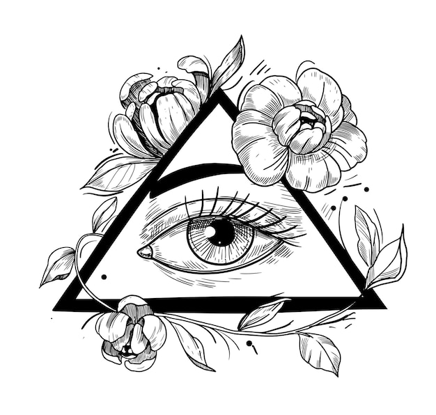 Premium Vector | All-seeing eye. monochrome vector illustration. tattoo ...