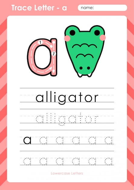 Premium Vector | A alligator : alphabet a-z tracing letters worksheet ...