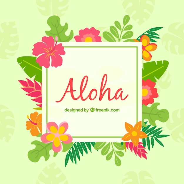 Free Vector | Aloha backgorund with tropical flowers