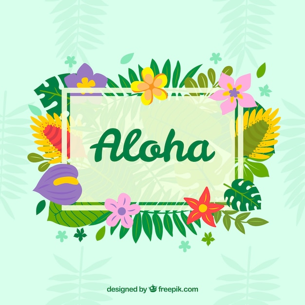 Free Vector | Aloha background with floral frame