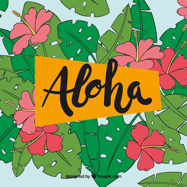 Free Vector | Aloha background with tropical vegetation