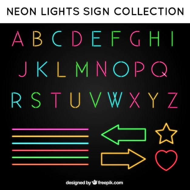 Download Alphabet and neon signs Vector | Free Download