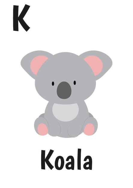 Premium Vector | Alphabet animal cards for kids with koala