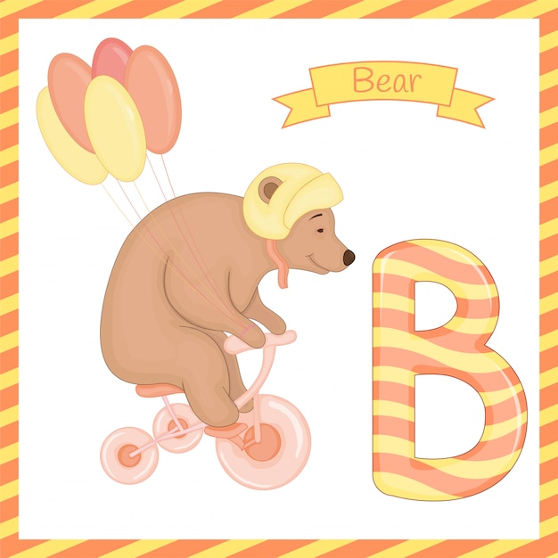 Premium Vector | Alphabet B With Bear Cartoon