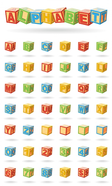 Premium Vector | Alphabet on a baby cubes . easy to change colors and ...