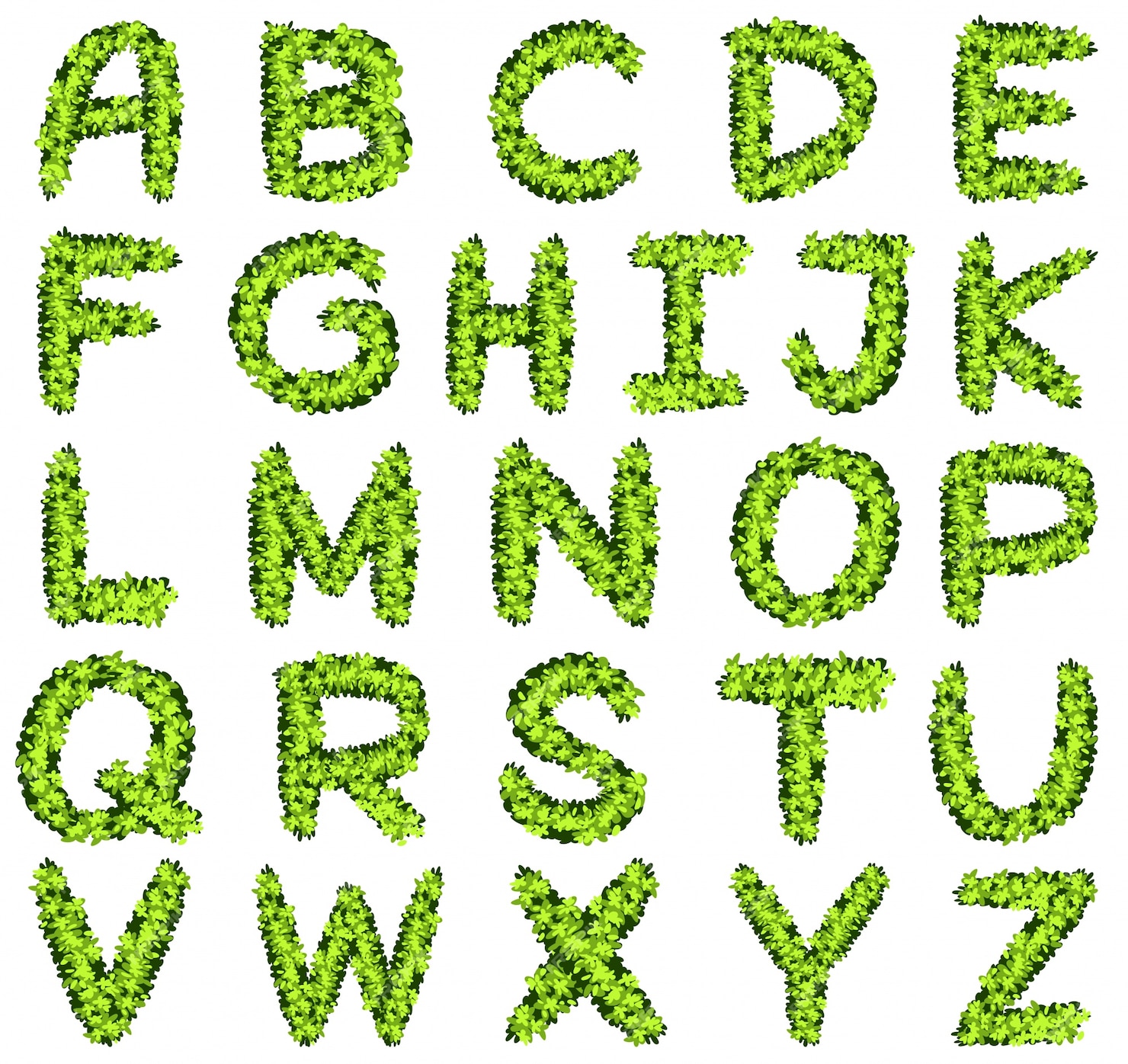 Free Vector Alphabet design in green leaves