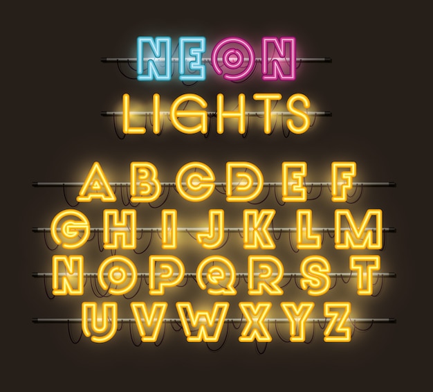 Premium Vector | Alphabet fonts neon lights