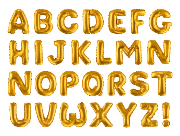 Premium Vector | Alphabet. golden inflatable toy balloons