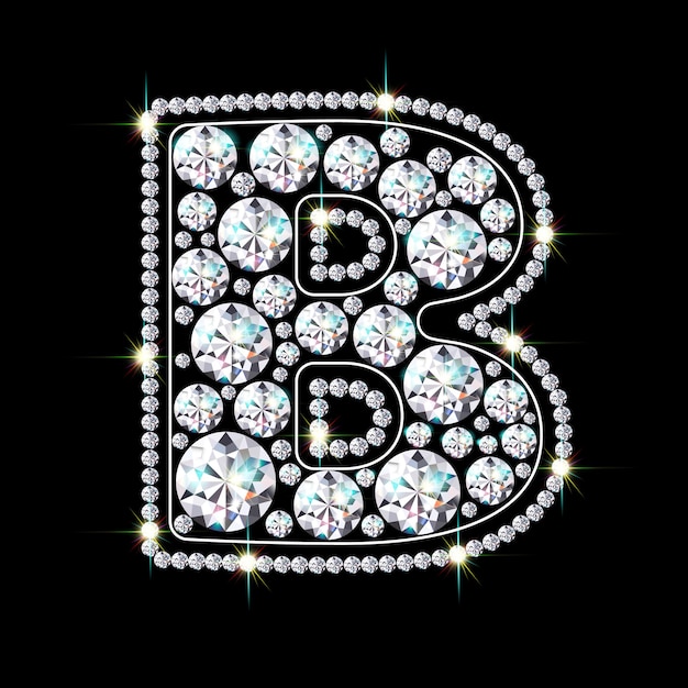 Premium Vector | Alphabet Letter B Made From Bright, Sparkling Diamonds