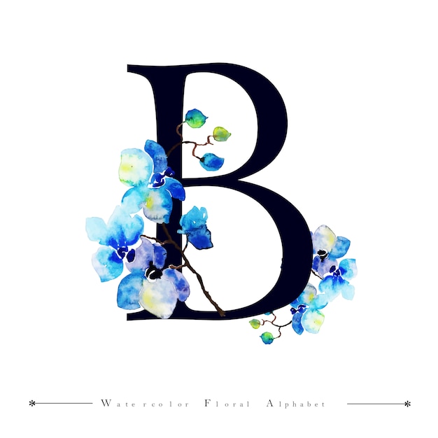 Alphabet Letter B Watercolor Floral Background | Premium Vector